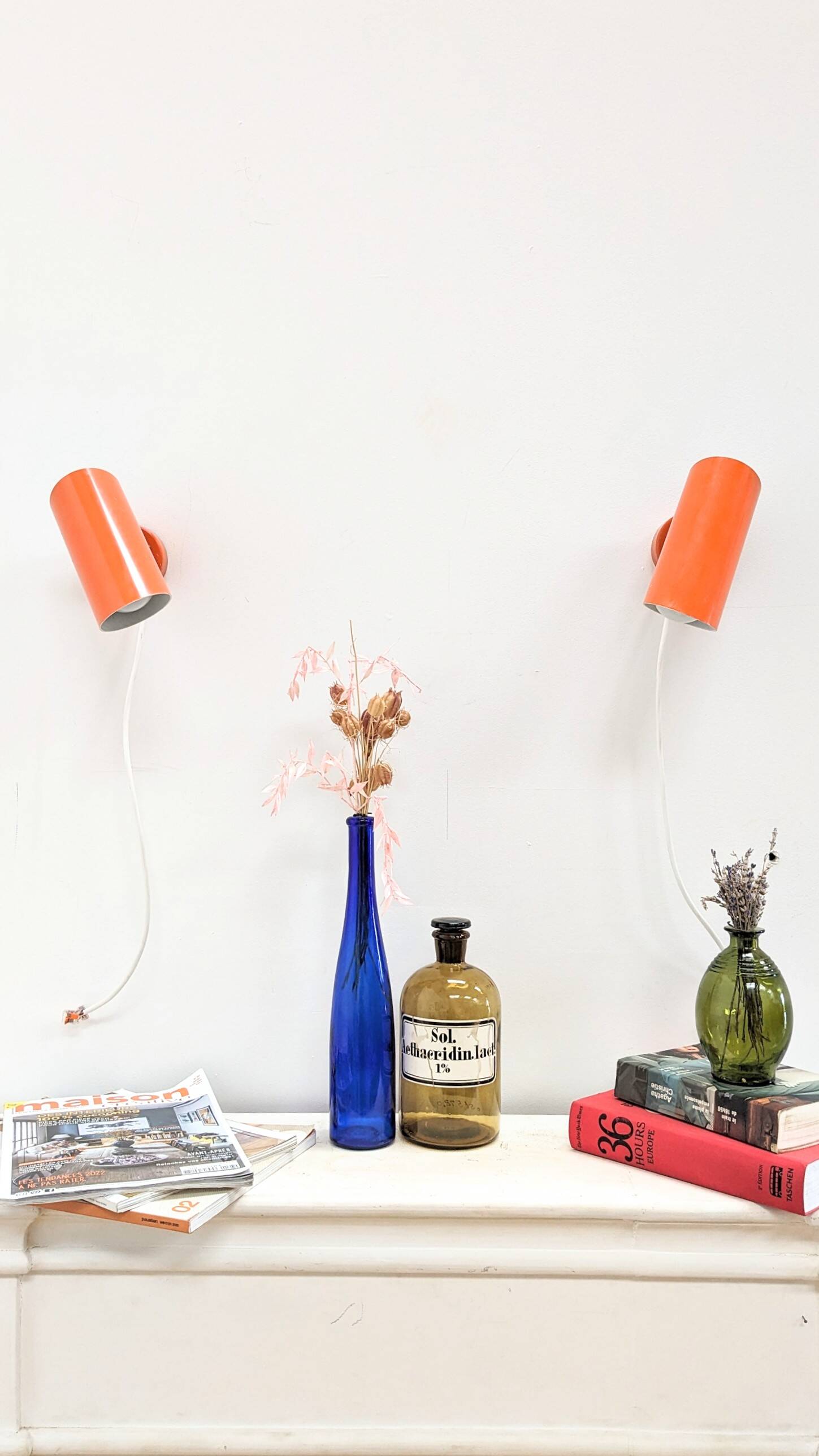 2 orange wall lights from the 70s