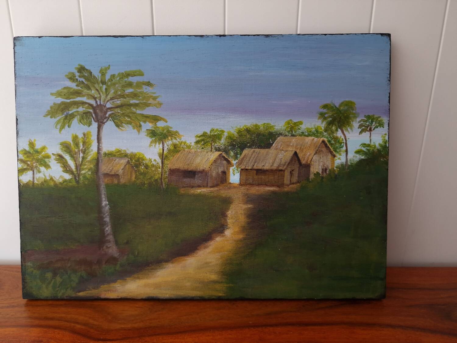 Vintage exotic painting in colonial style