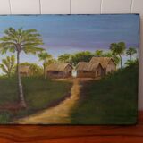Vintage exotic painting in colonial style