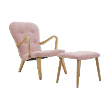 Chair with stool in oak Denmark 1960 s