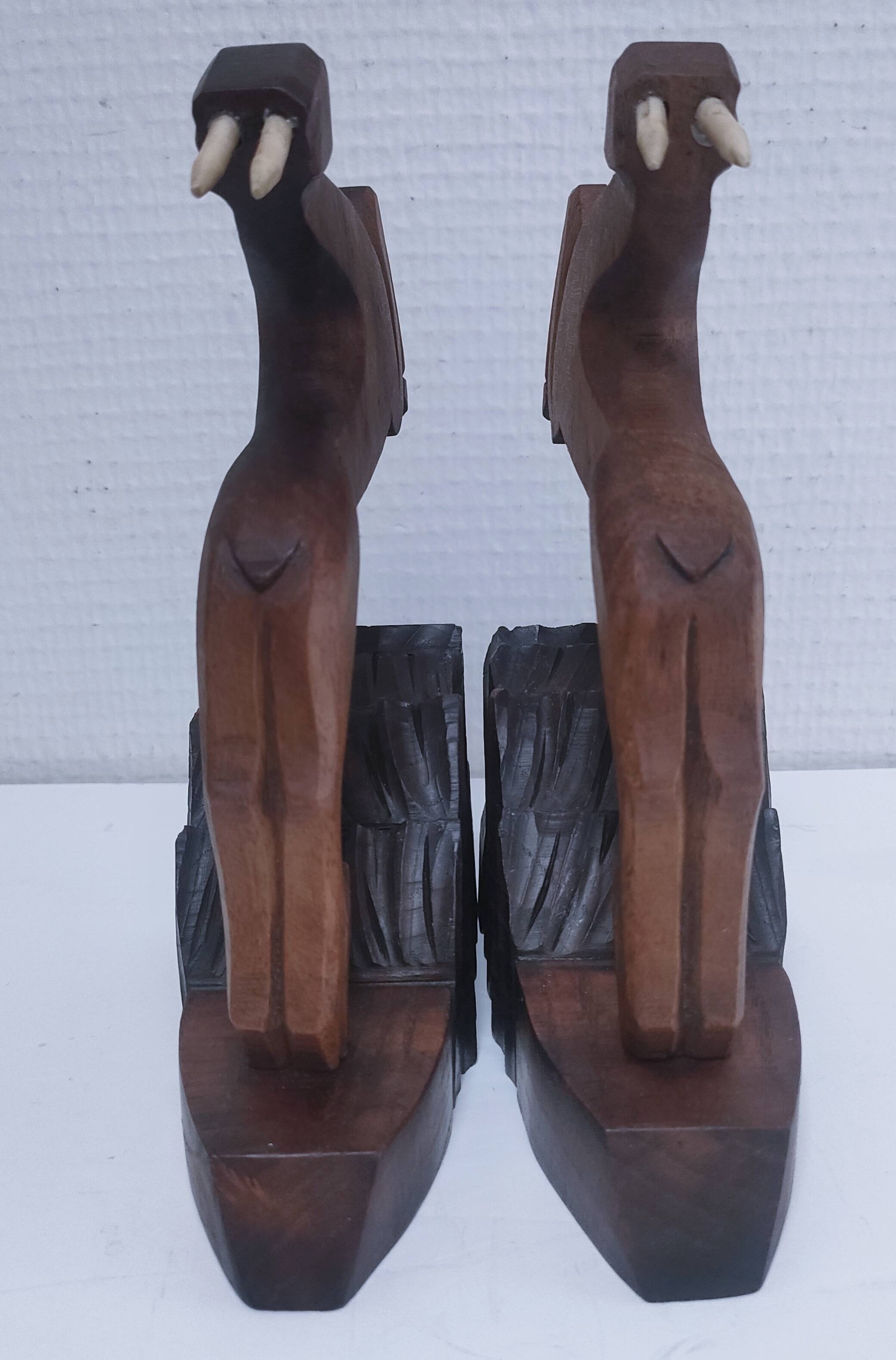 pair of art deco bookends in chamois wood