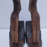 pair of art deco bookends in chamois wood
