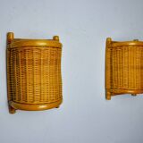 Pair of rattan sconces, France, 1960