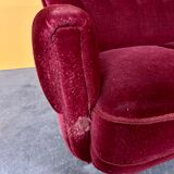 Danish 3 seater velvet curved sofa 1940s