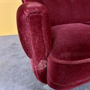 Danish 3 seater velvet curved sofa 1940s