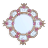 Exceptional Vintage Pink Murano Glass Wall Mirror