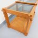 Vintage rectangular coffee table in pine and smoked glass from the 70s and 80s.