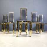 Vintage French brass dining chairs, set of 6 - 1970s