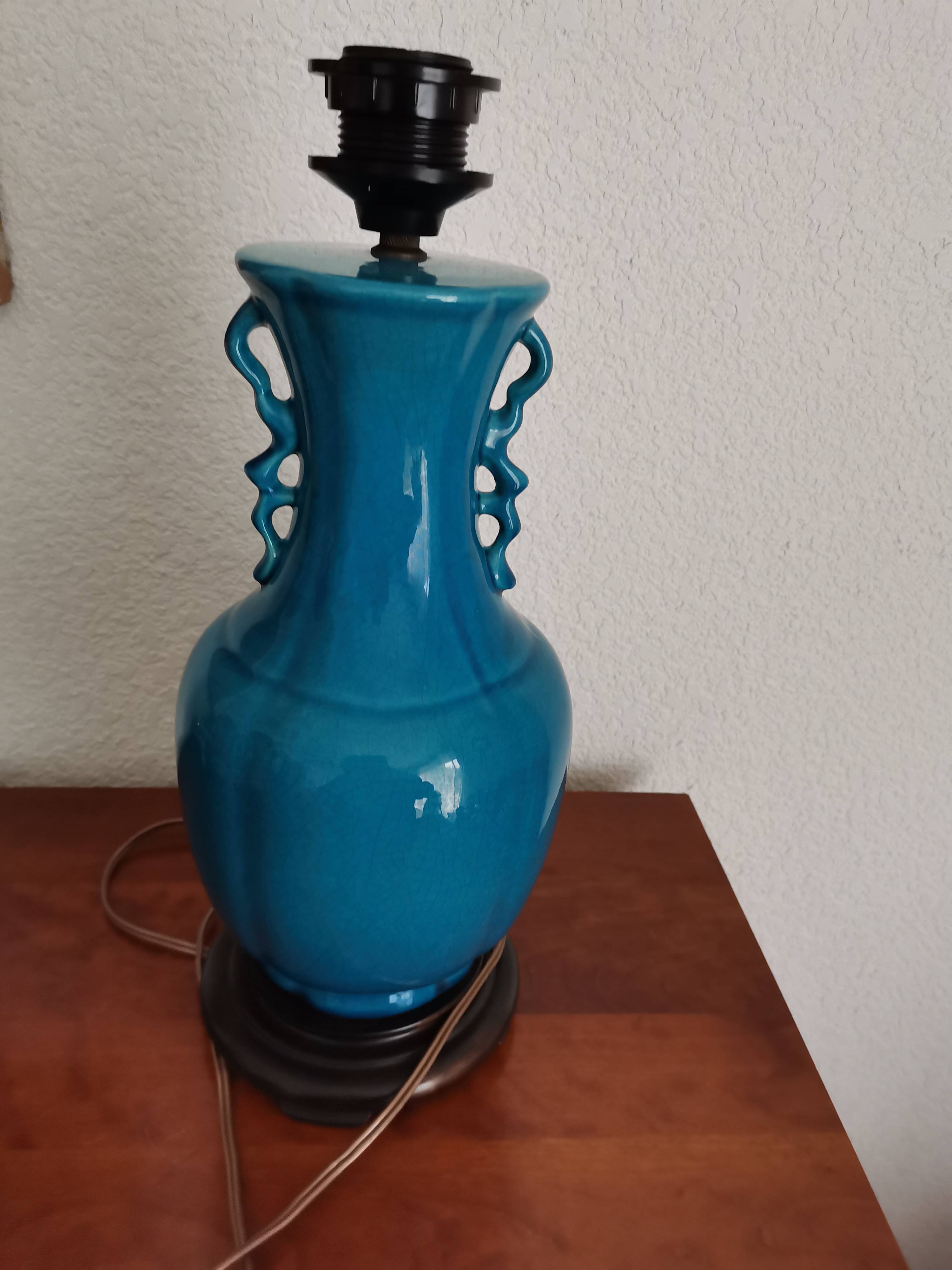 Blue ceramic lamp base