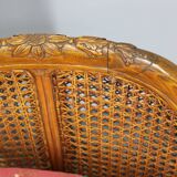 Antique Carved Sofa with Cane Sides , Czechoslovakia