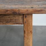 Magnificent and robust antique farmhouse dining table made of pine wood