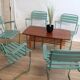 Garden chairs set of 5 in metal and painted stackable wood 1960 denmark