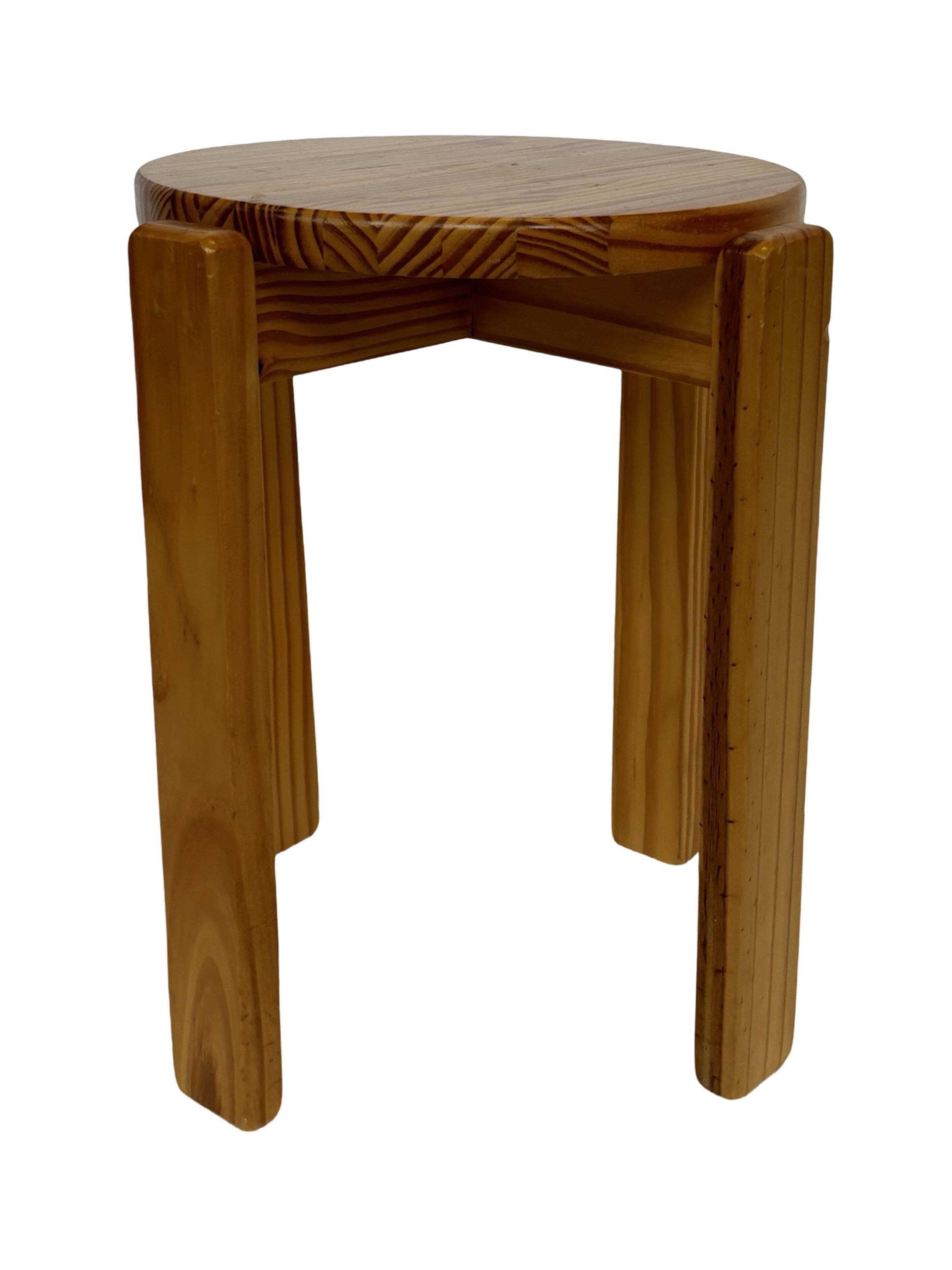 Mid century pinewood stool, 1960s minimalistic design