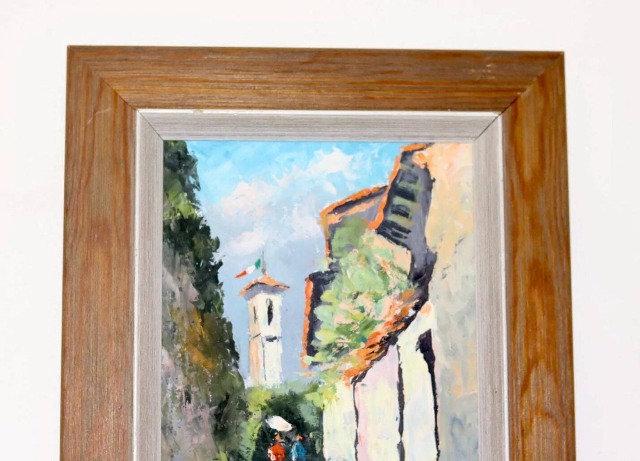 Swedish oil painting on panel "Morcote" – vintage and framed