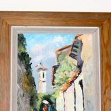 Swedish oil painting on panel "Morcote" – vintage and framed