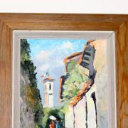 Swedish oil painting on panel "Morcote" – vintage and framed