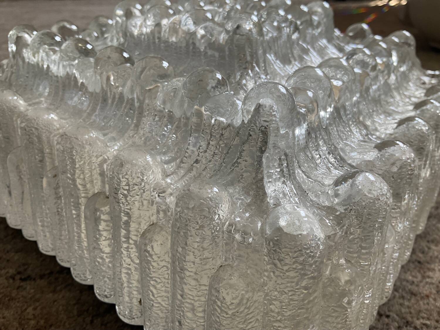 70s molded glass ceiling or wall light