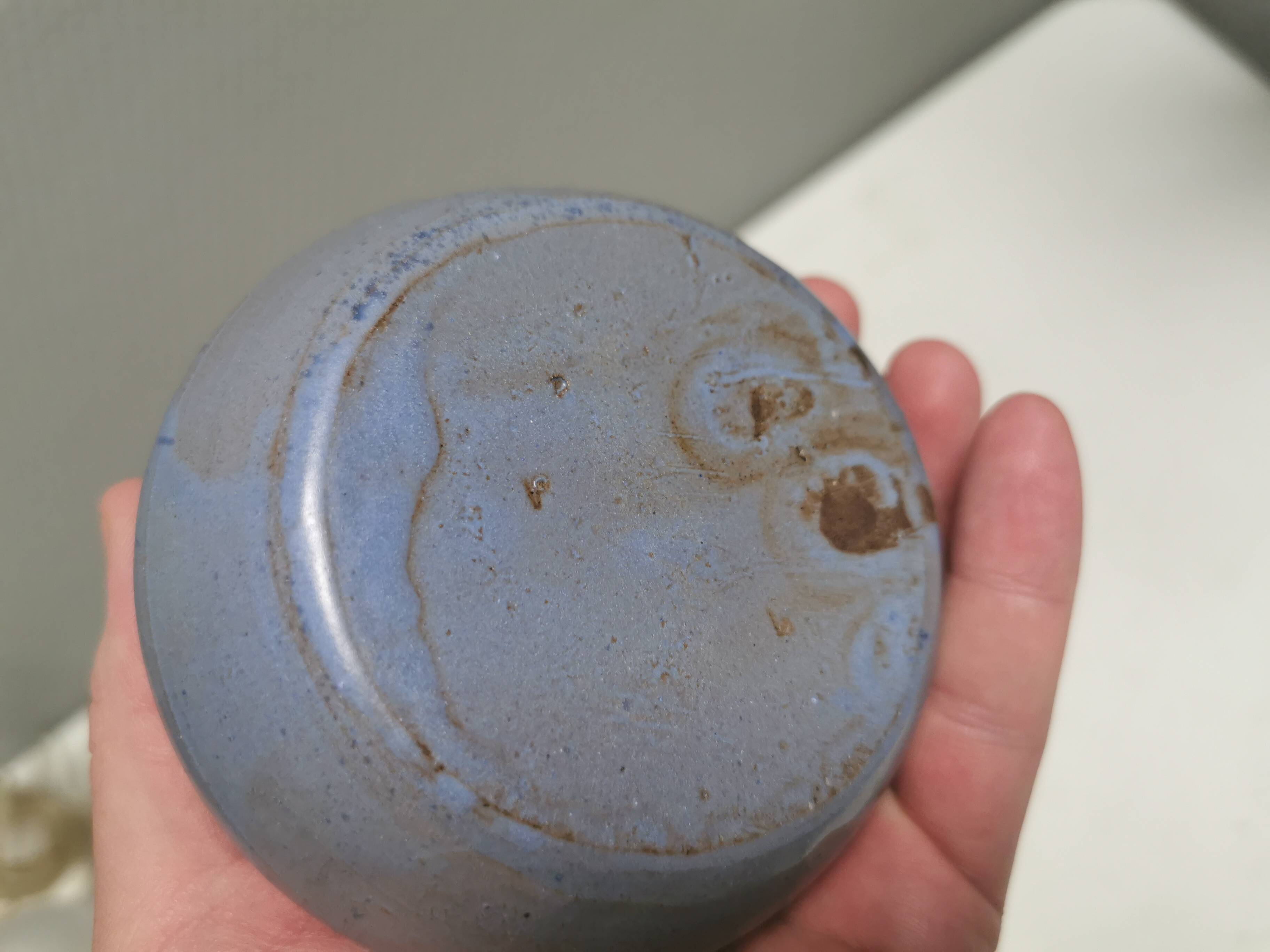 Small gorgeous vase in bluish colours/shades. Netherlands 1970s