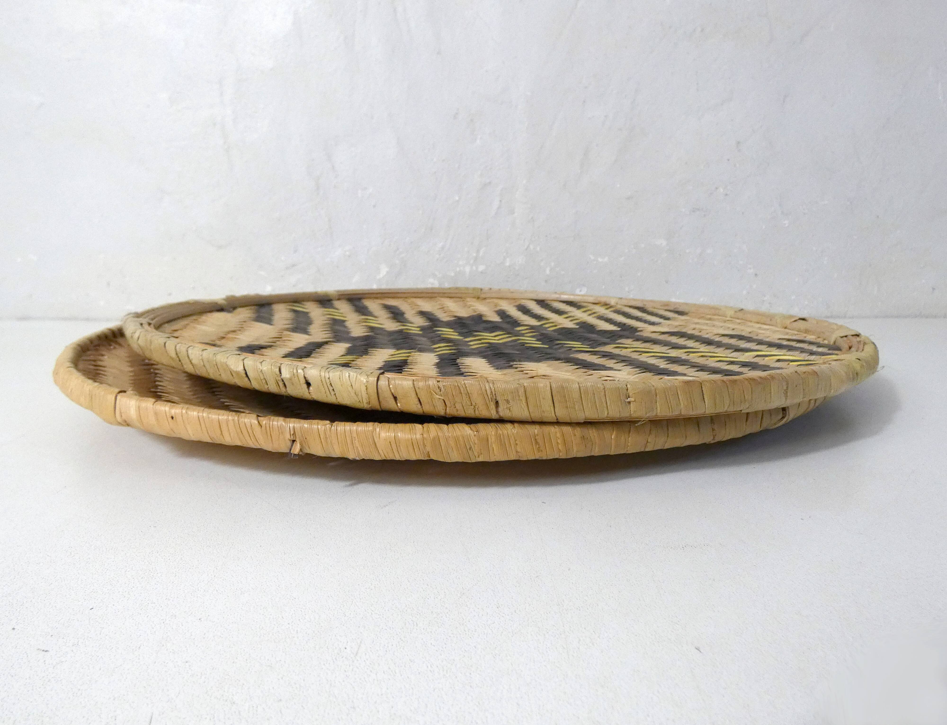 Ethnic rattan and bamboo winnowing trays