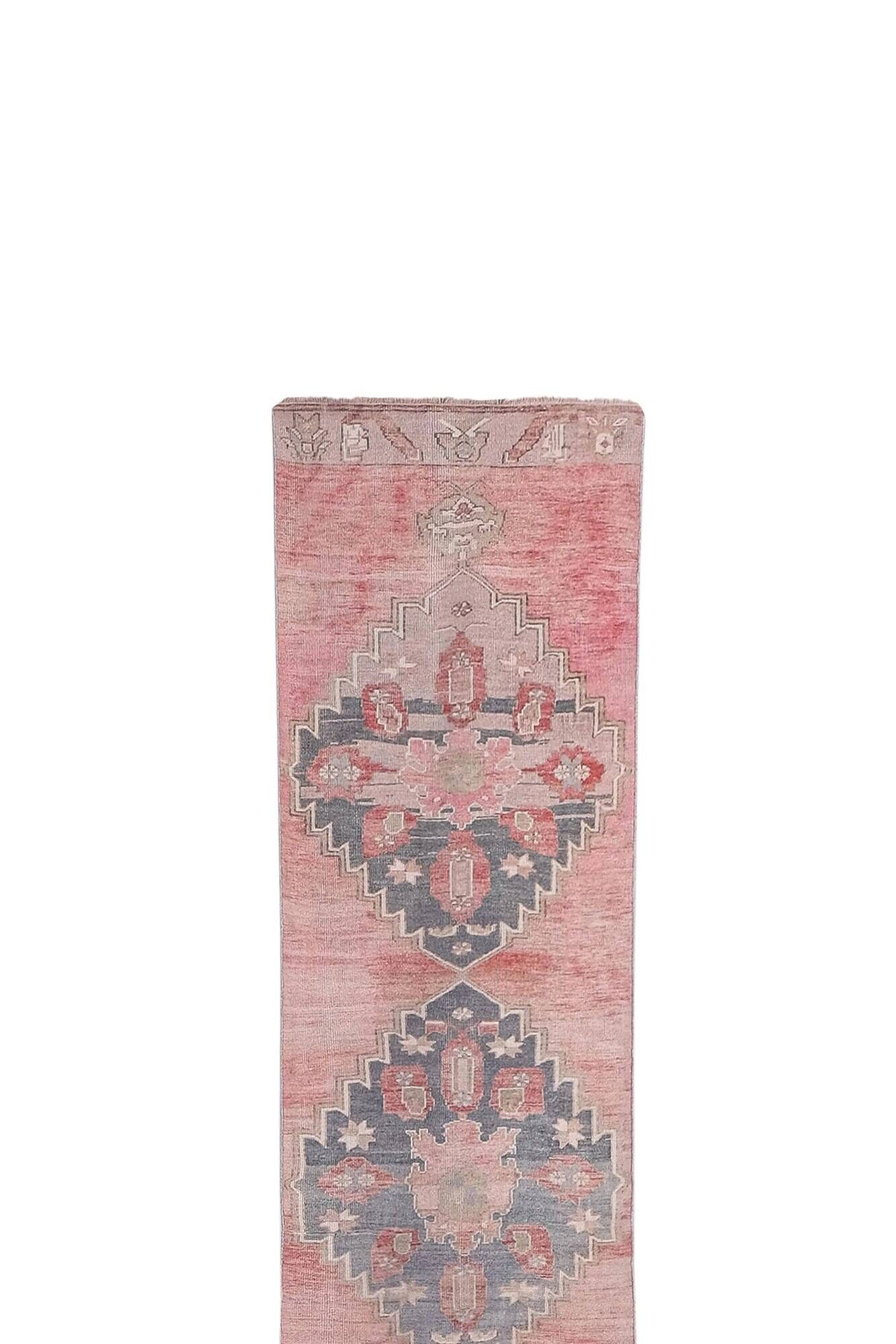 Vintage Turkish hallway rug 95x745 cm