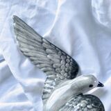 Handmade ceramic turtledove bird wall statuette