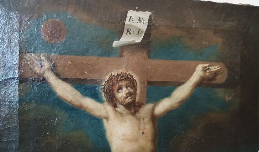 Ancient oil painting "Crucifixion", Italian school, 18th century