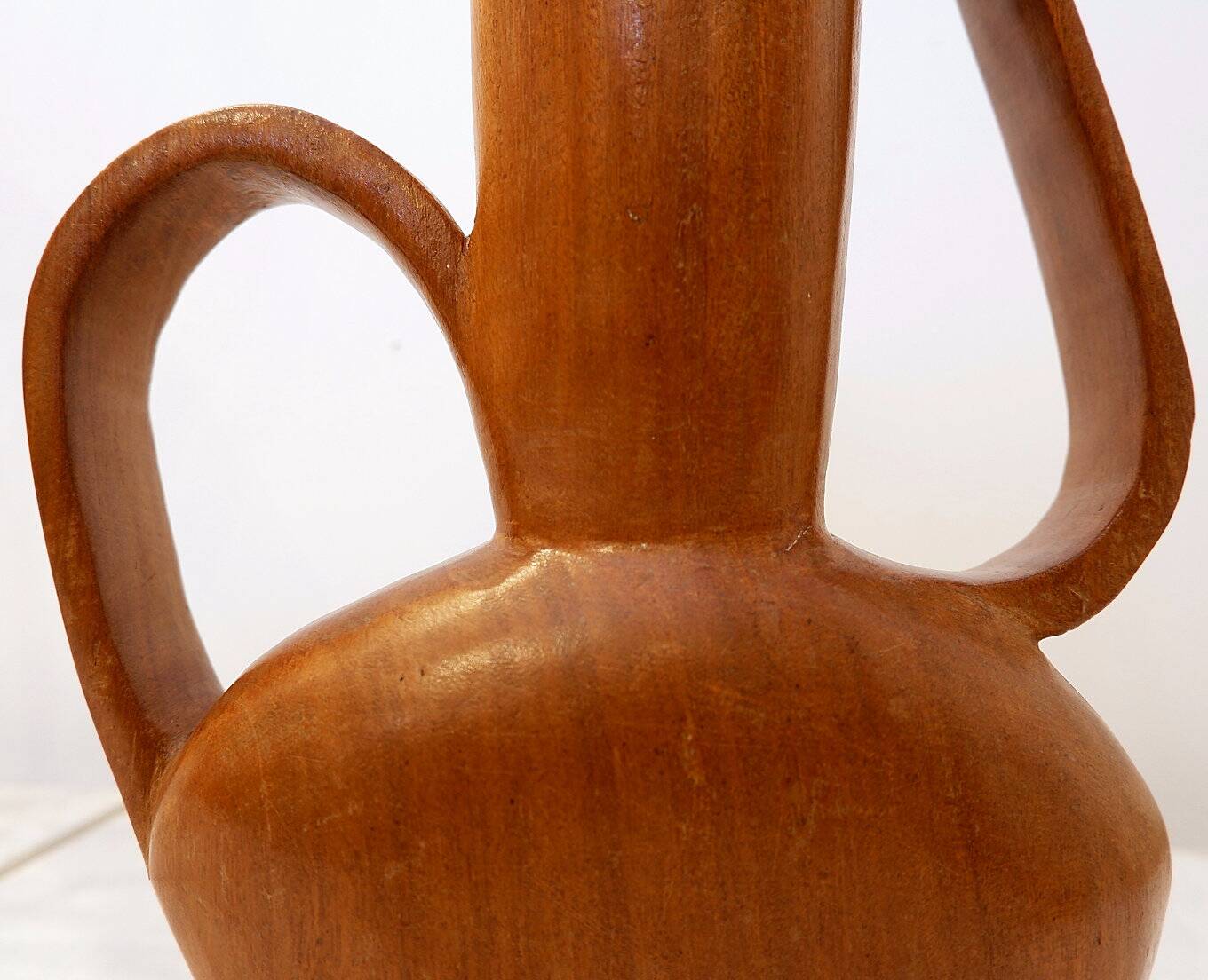 Scandinavian vintage carved teak vase, 1960