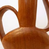Scandinavian vintage carved teak vase, 1960