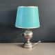 Chrome and turquoise metal table lamp