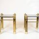 Set of two bedside tables - brass legs - black glass top - vintage style - 1970s