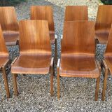 Scandinavian chairs (set of 8) in thermoformed beech 1960'S