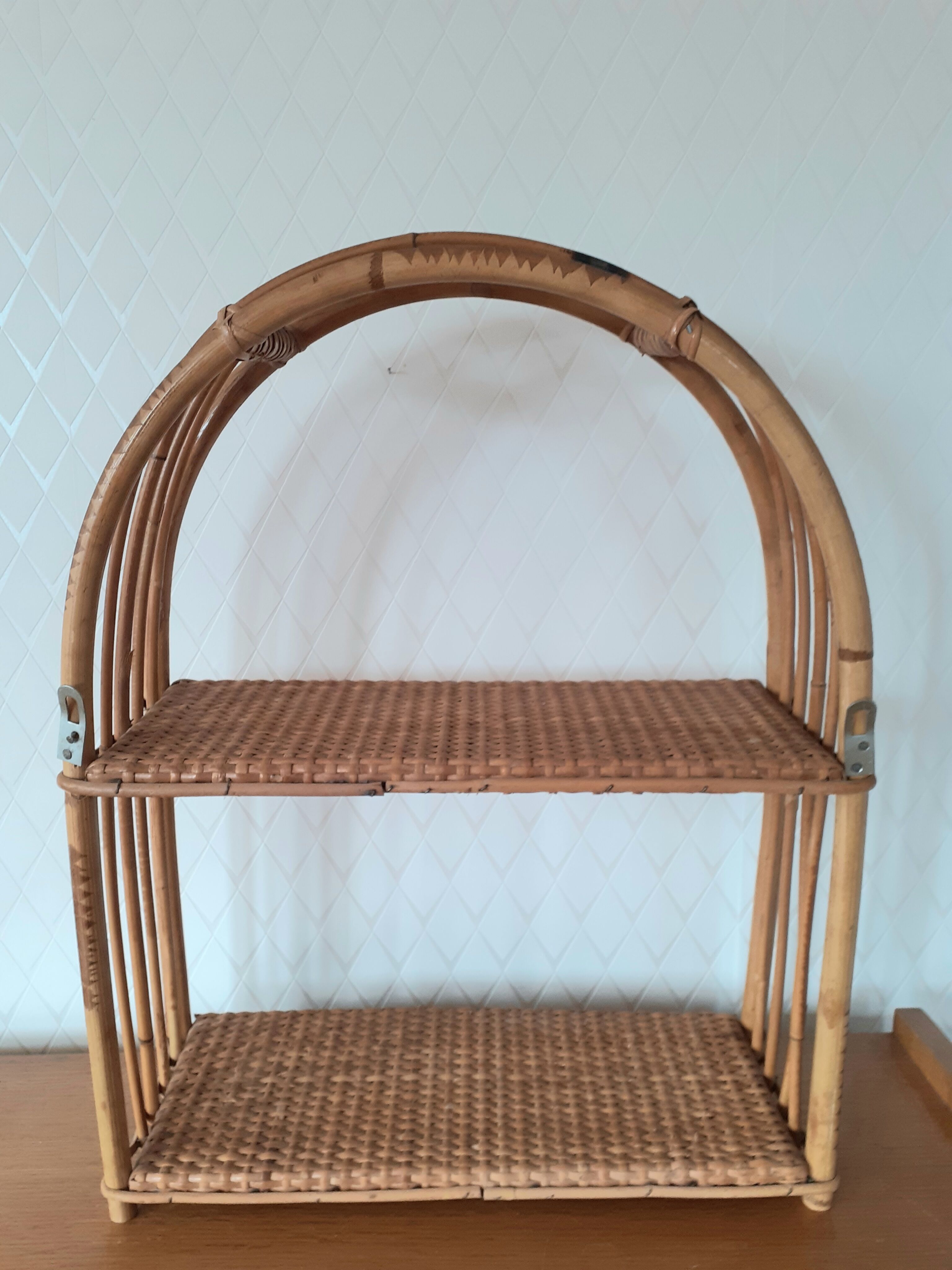 Rattan wall shelf