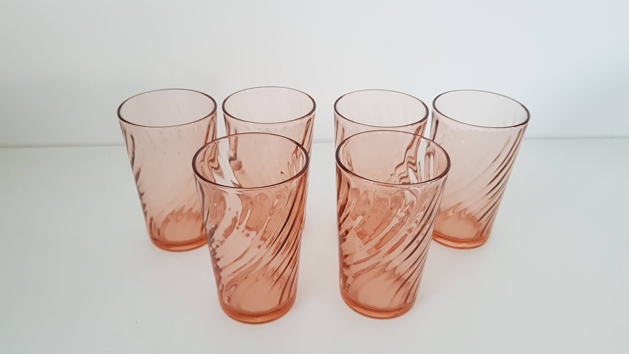 Lot de 6 verres rosaline arcoroc - vintage