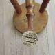French Vintage Hand Made Wood Milking Stool 3 Spindle Legs Bullseye Seat