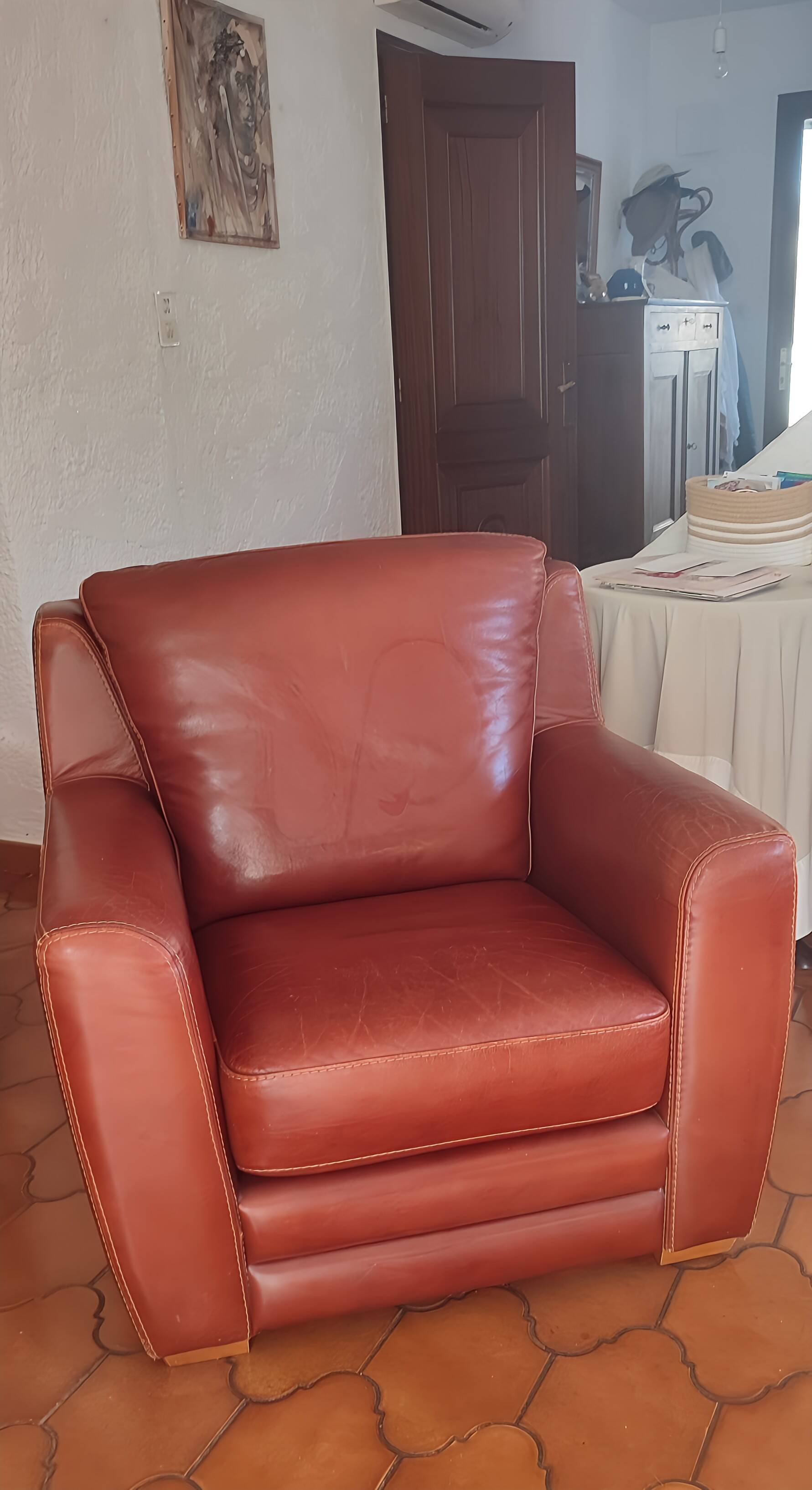 Genuine leather club chairs by Nicoletti, like new.
