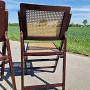Lot de 2 chaises pliantes en bois et cannage