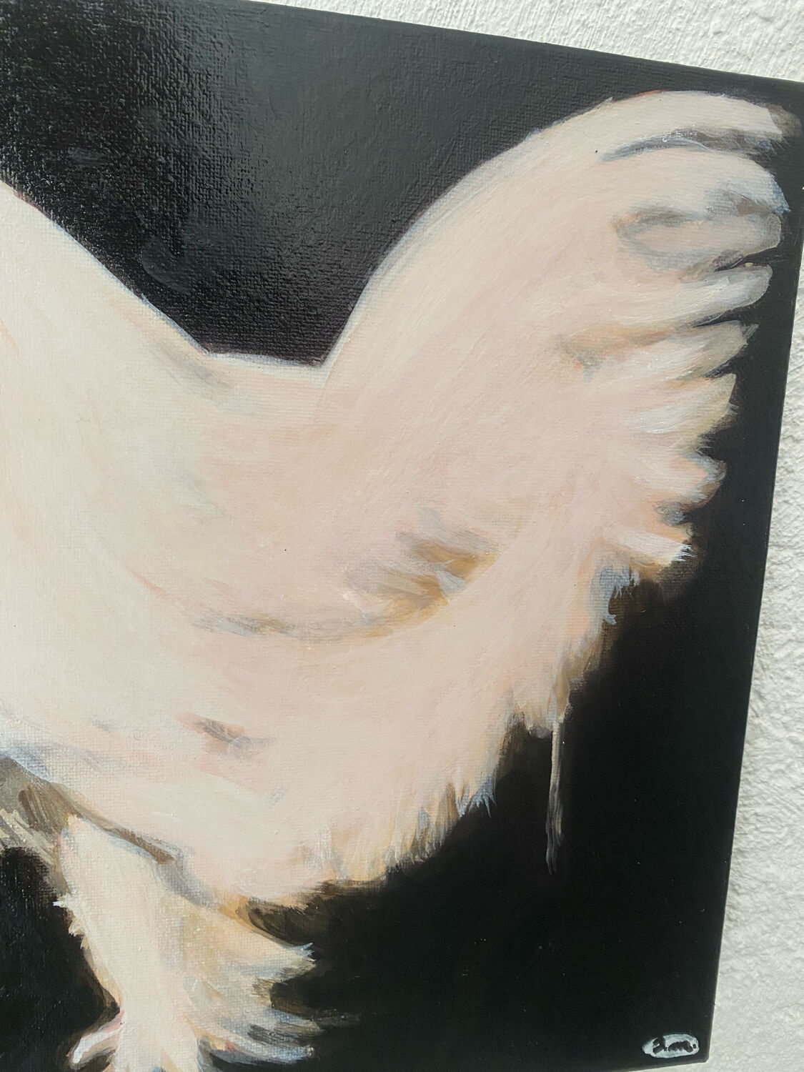 Rooster portrait in oil on canvas