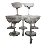 Set of 7 blown glass champagne glasses
