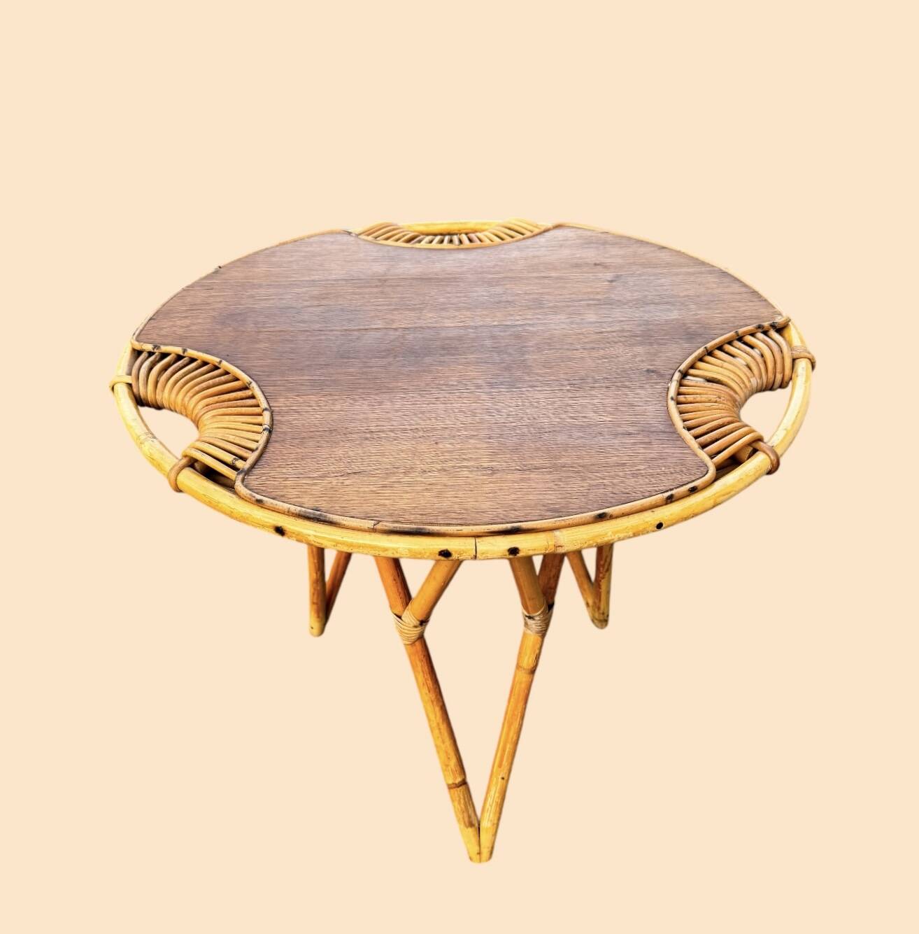 Janine Abraham Rattan Tripod Coffee Table