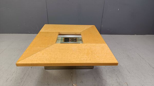 Table basse vintage en frêne par Paul Michel, années 1970