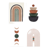 Set of 4 geometric arts with minimalist elements. Art printed on high quality paper