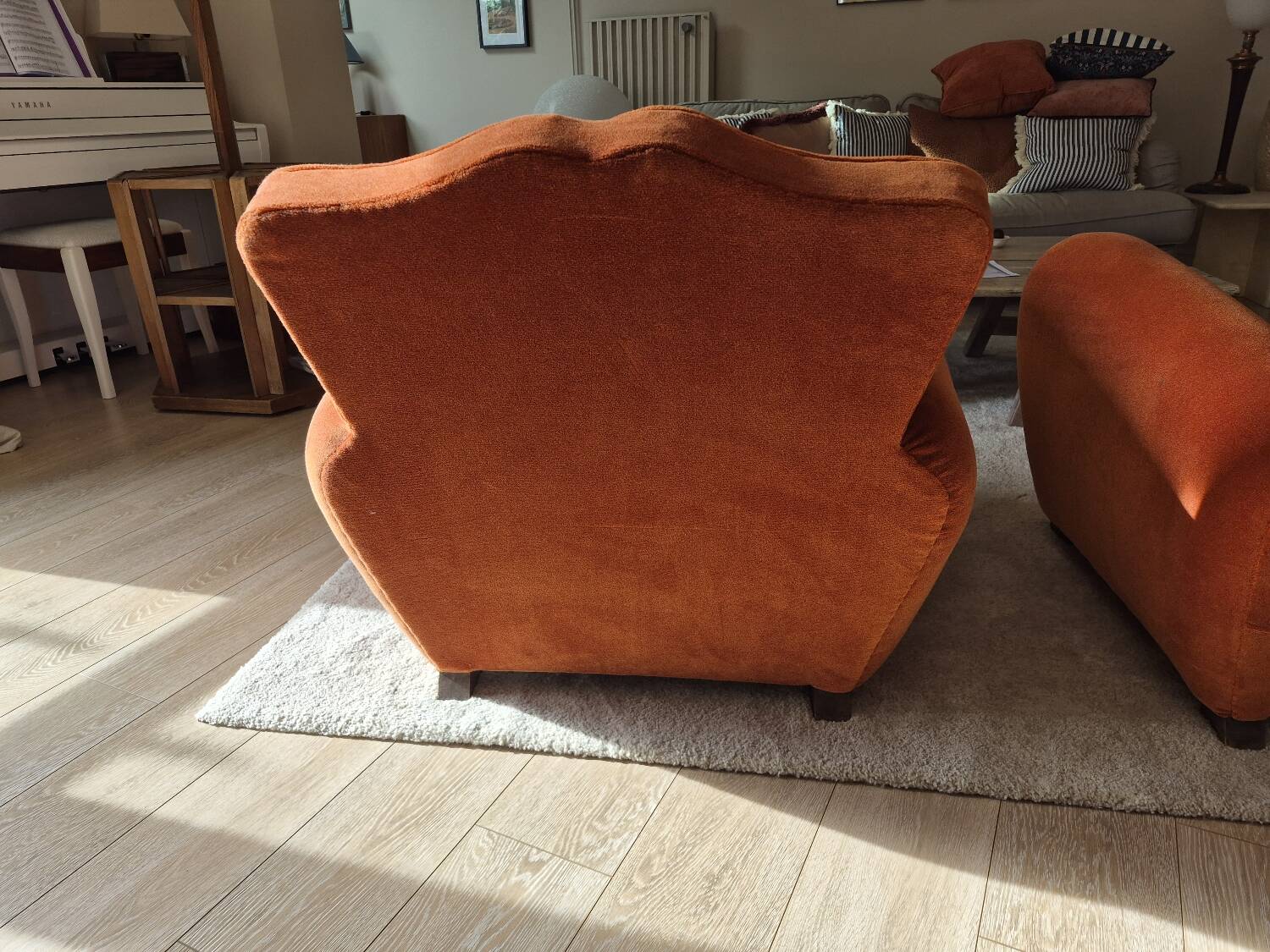 Set of 2 moustache club armchairs in velvet