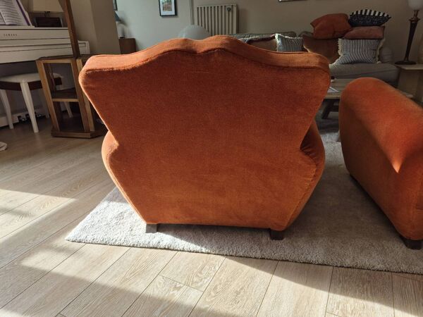 Lot de 2 fauteuils club moustache en velours