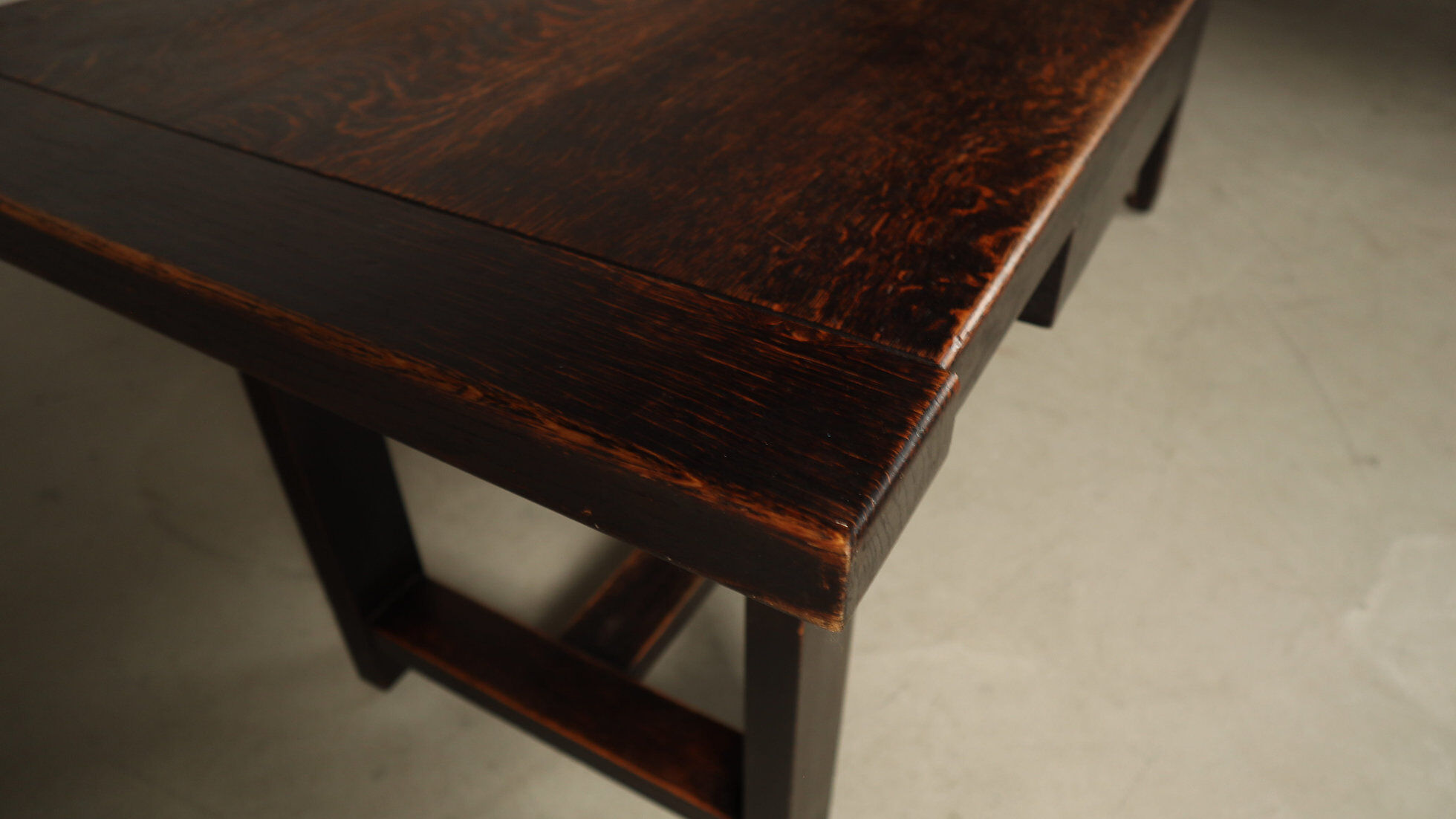 Jean Batenburg dark stained oak dining table for MI, Belgium, circa 1969