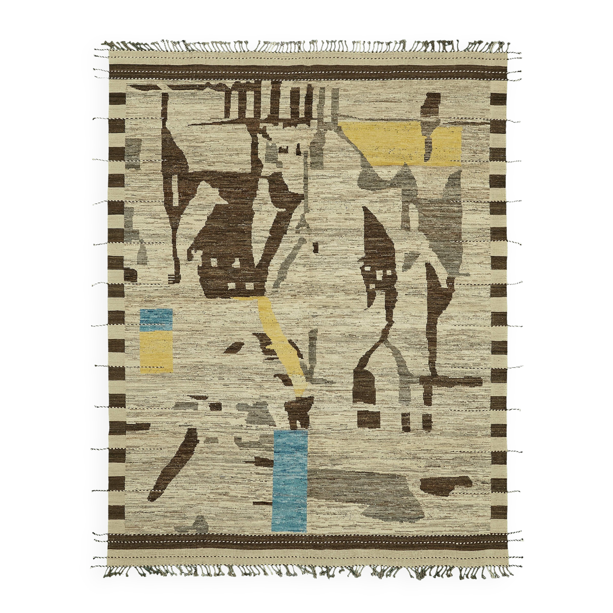 Hand-Knotted Turkish Contemporary 290 cm x 380 cm Beige Wool Carpet