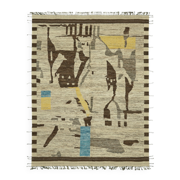Hand-Knotted Turkish Contemporary 290 cm x 380 cm Beige Wool Carpet