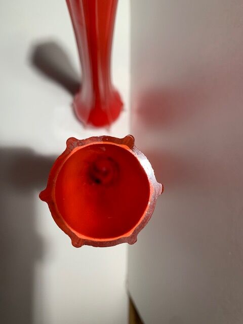 Pair vase soliflore orange glass Murano