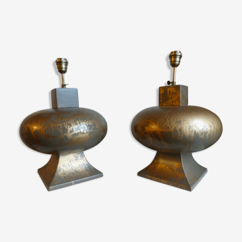 Pair of ceramic lamps from Charolles France era XX th