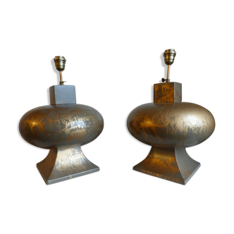 Pair of ceramic lamps from Charolles France era XX th