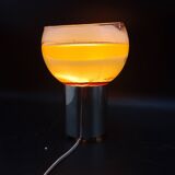 Ancienne lampe bougie brûle parfum design 1970 en aluminium et verre pop art
